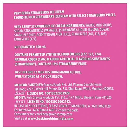 Baskin Robbins Ice Cream - Very Berry Strawberry, 450 ml  