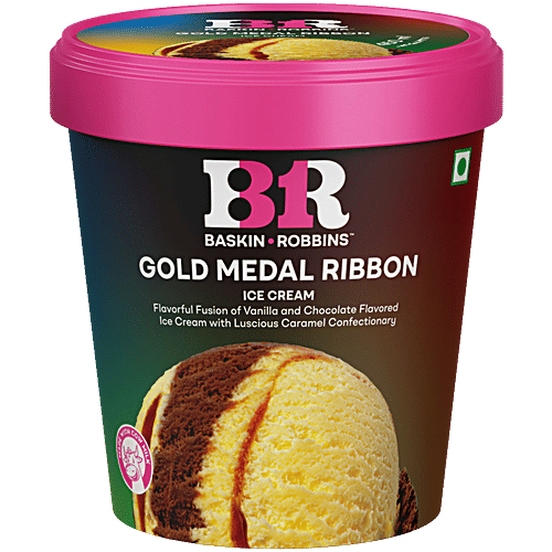 Baskin Robbins Ice Cream - Gold Medal Ribbon, 450 ml  No Added Sugar