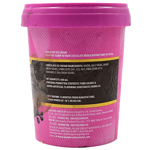Baskin Robbins Premium Ice Cream - Dutch Chocolate, Made with Cow Milk, 450 ml Tub Tempting Scoop of Rich Chocolate
 Distinct Hint of Cocoa