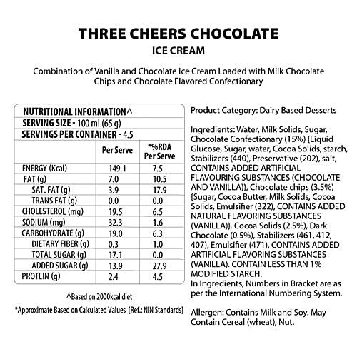 Baskin Robbins Ice Cream - Three Cheers Chocolate, 450 ml