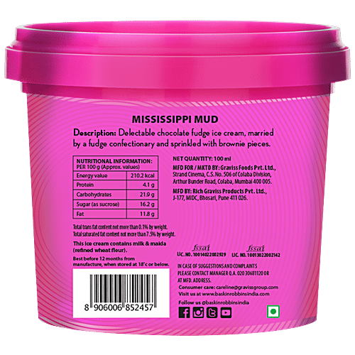 Baskin Robbins Missisippi Mud Ice Cream, 100 ml Cup 