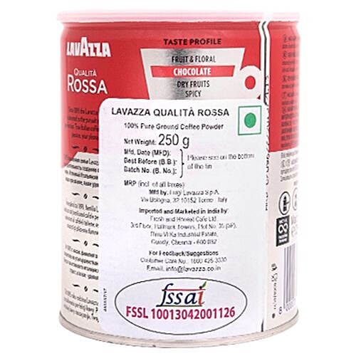 Lavazza Qualita Rossa Ground Coffee, 250 g Tin 