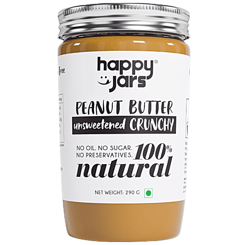 Buy Happy Jars Peanut Butter Unsweetened, Crunchy Online at Best