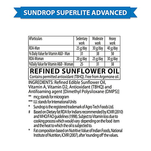 Sundrop Superlite Advanced Oil - Sunflower, 3 L Can 
