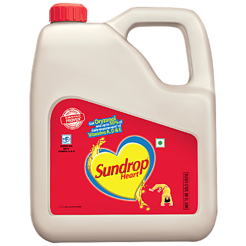 Sundrop Heart  Rice Bran & Sunflower Oil, 3 L Jar with Natural Vitamin & Oryzanol