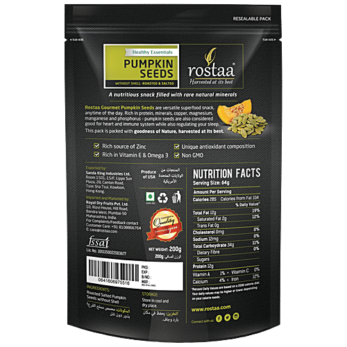 Buy Rostaa Seeds Pumpkin Without Shell 200 Gm Online At Best Price of