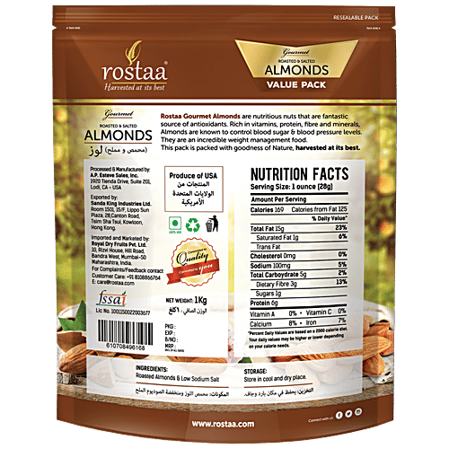 Rostaa Almonds - Salted, 1 kg  