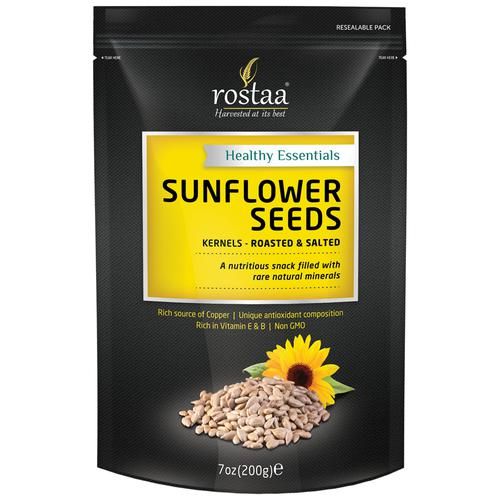 Rostaa Healthy Essentials Sunflower Seeds Kernels - Roasted & Salted, 200 g  Rich in Vitamin B & E