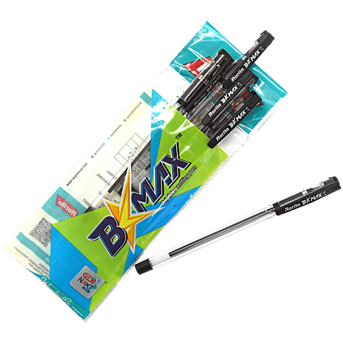 Rorito B-Max Ball Pens - Black, 5 pcs Bright Writing