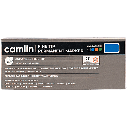 Camlin Kokuyo Marker Pen - Blue OHP, 10 pcs  OHP/CD/DVD Marker, UltraFine Tip