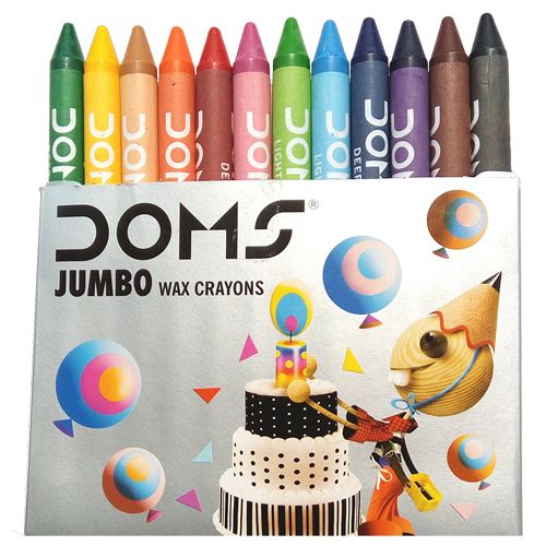 Doms Wax Crayons - 12 Colours, Jumbo, 12 pcs  