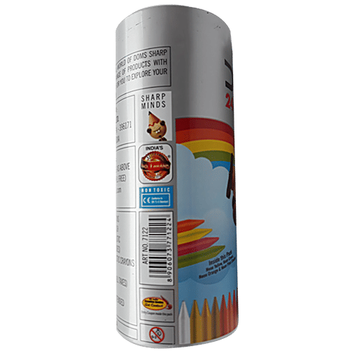 Doms Plastic Crayon, 24 shades Round Tin 