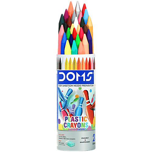 Doms Plastic Crayons, 28 pcs (Get Free Eraser)