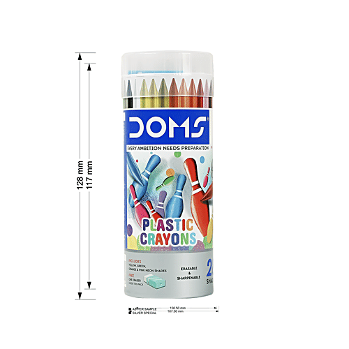 Doms Plastic Crayons, 28 pcs (Get Free Eraser)