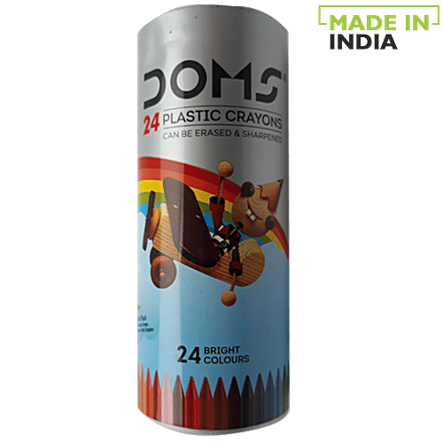 Doms Plastic Crayon, 24 shades Round Tin 