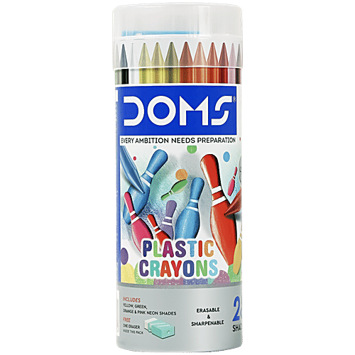 Doms Plastic Crayons, 28 pcs (Get Free Eraser)