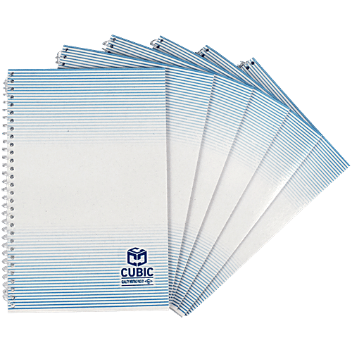 Cubic Ruled 80 Pages 1/4th Size Spiral Pad Wire-Bound Notebooks - 27.94 x 21.34 cm, 6 pcs (Pack of 6) 