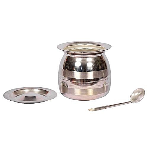 Buy SRI LALIT ARTS Ghee Pot With Lid & Ladle, Silver Online at Best Price of Rs 295 bigbasket