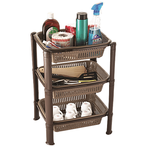 Nakoda Plastic Kitchen Rack/Kitchen Stand - Rectangular, 3 Tier, Expo, 1 pc  Durability & Reliability
