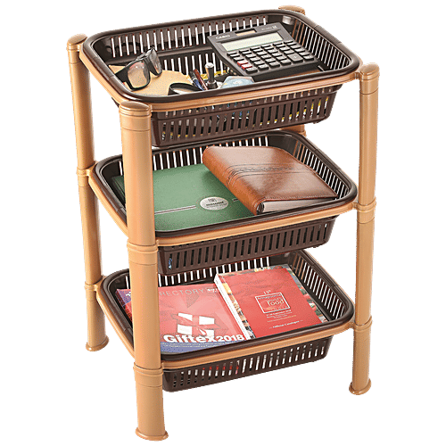 Nakoda Plastic Kitchen Rack/Kitchen Stand - Rectangular, 3 Tier, Expo, 1 pc  Durability & Reliability