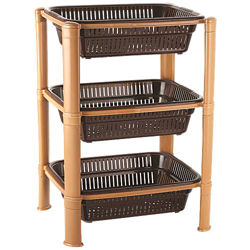 Nakoda Plastic Kitchen Rack/Kitchen Stand - Rectangular, 3 Tier, Expo, 1 pc  Durability & Reliability