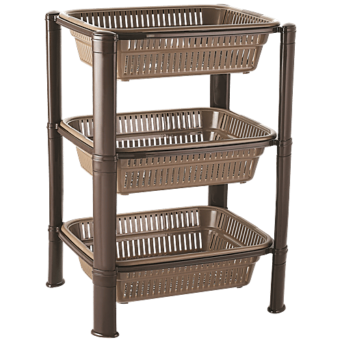 Nakoda Plastic Kitchen Rack/Kitchen Stand - Rectangular, 3 Tier, Expo, 1 pc  Durability & Reliability