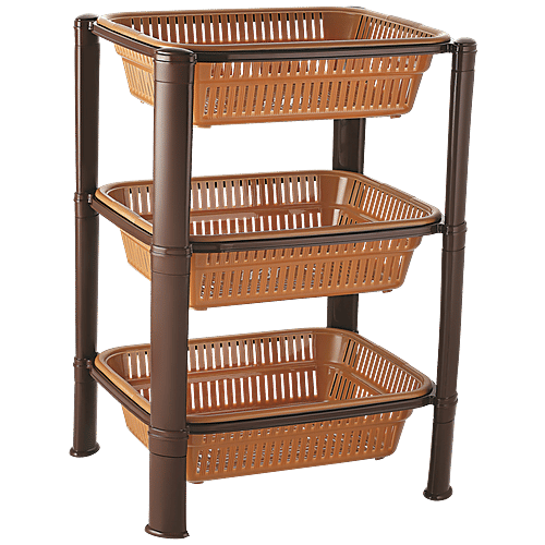 Nakoda Plastic Kitchen Rack/Kitchen Stand - Rectangular, 3 Tier, Expo, 1 pc  Durability & Reliability