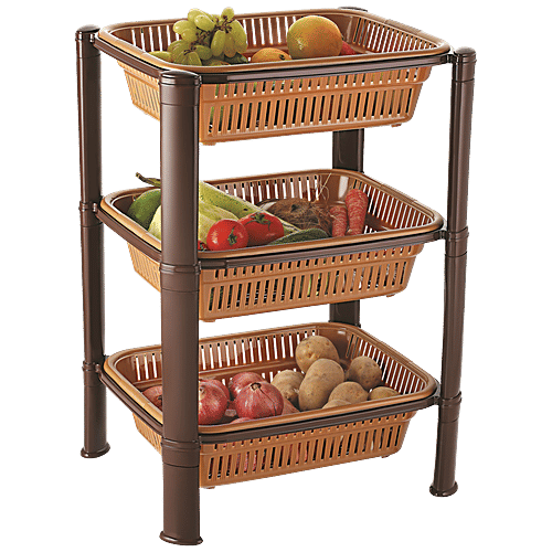 Nakoda Plastic Kitchen Rack/Kitchen Stand - Rectangular, 3 Tier, Expo, 1 pc  Durability & Reliability