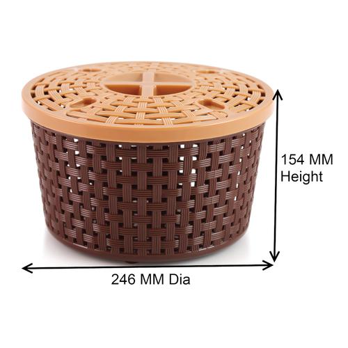 Nakoda Basket With Lid Round Silky, Round Storage Bins With Lids
