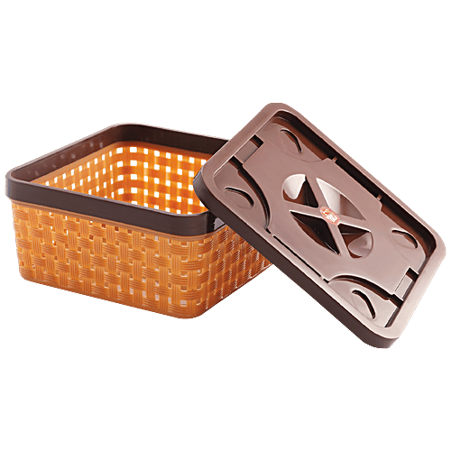 Nakoda Plastic Basket - With Lid, Konark, 222, 1 pc  Stylish, The Silky Woven