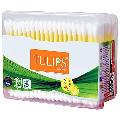 Buy Tulips Cotton Swabs 400 Pcs Square Jar Online At Best Price bigbasket