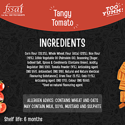 Too Yumm! Tangy Tomato Flavour Multigrain Chips, 21 g Zero Cholesterol, Protein Snack
