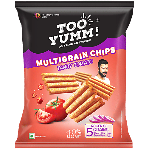 Too Yumm! Tangy Tomato Flavour Multigrain Chips, 21 g Zero Cholesterol, Protein Snack