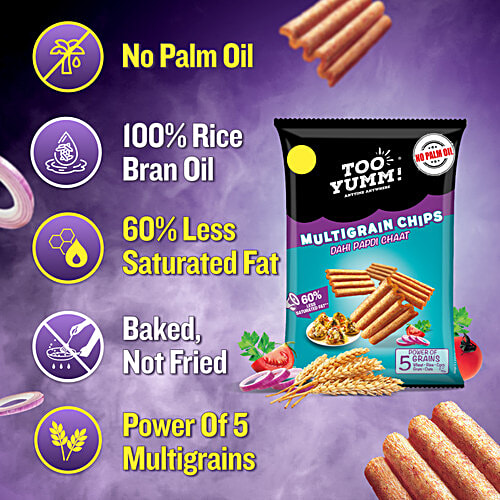 Too Yumm! Dahi Papdi Chaat Flavour Multigrain Chips, 41 g  Zero Cholesterol, Protein Snack
