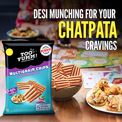 Too Yumm! Dahi Papdi Chaat Flavour Multigrain Chips, 41 g  Zero Cholesterol, Protein Snack