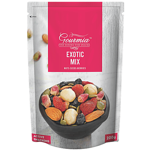 Gourmia Exotic Mix - With Macadamias, Seeds & Strawberries, 200 g  