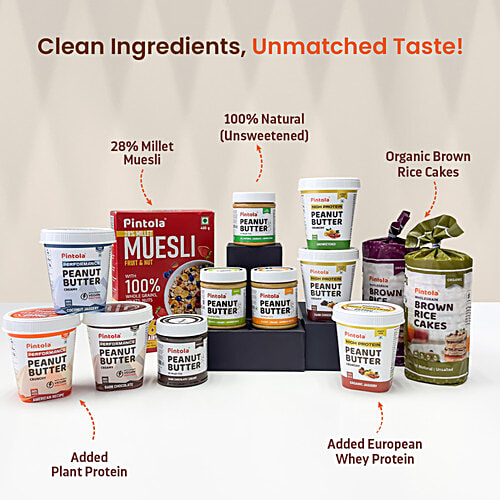 Pintola Peanut Butter - Crunchy, Classic, Original American Recipe, With 26g Protein, 1 kg  Powerful Protein
 Fibre Rich
 Unmatched Taste