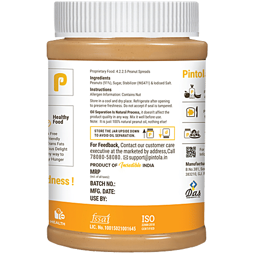 Pintola Peanut Butter - Crunchy, Classic, Original American Recipe, With 26g Protein, 1 kg  Powerful Protein
 Fibre Rich
 Unmatched Taste