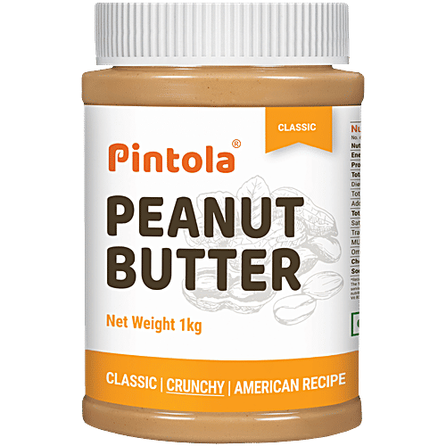 Pintola Peanut Butter - Crunchy, Classic, Original American Recipe, With 26g Protein, 1 kg  Powerful Protein
 Fibre Rich
 Unmatched Taste