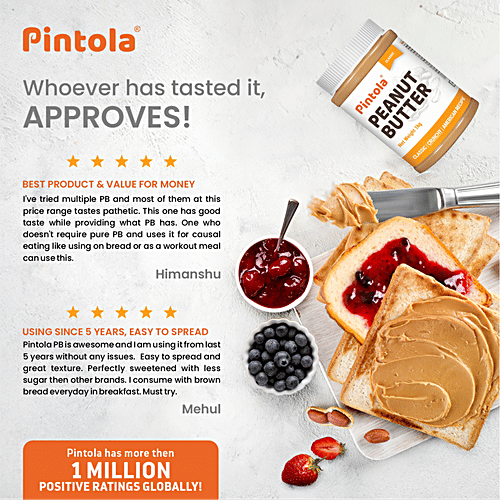 Pintola Peanut Butter - Crunchy, Classic, Original American Recipe, With 26g Protein, 2.5 kg  