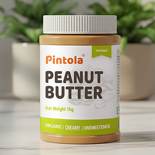 Pintola Peanut Butter - Organic, Unsweetened & Creamy, With 30g Protein, 1 kg  Organic & Natural
 High Protein
 Rich in Fibre