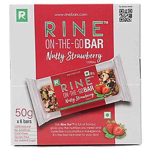 RINE Granola Bar - Nutty Strawberry, 50 g Pack of 6 