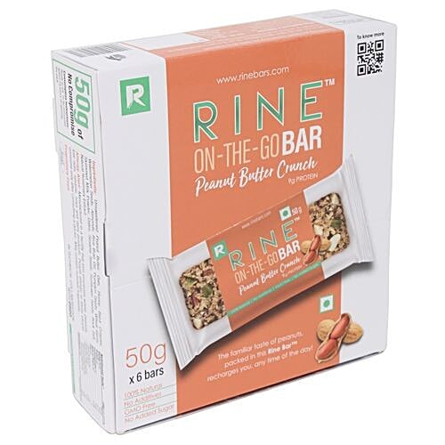 RINE Granola Bar - Peanut Butter Crunch, 50 g Pack of 6 
