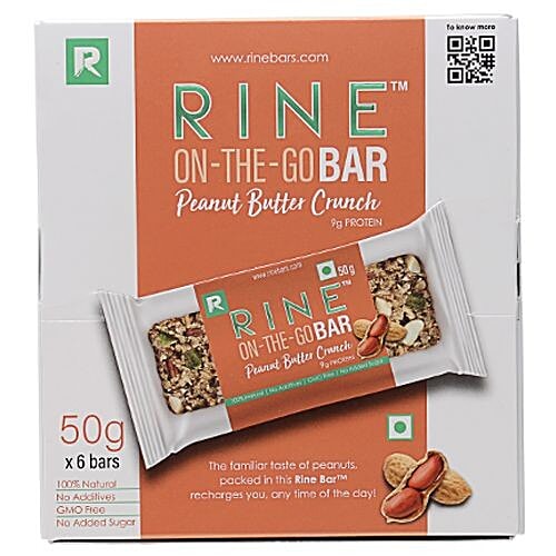 RINE Granola Bar - Peanut Butter Crunch, 50 g Pack of 6 