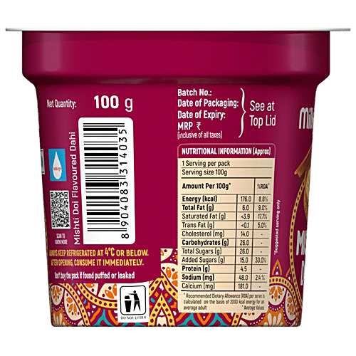 Milky Mist Mishti Doi, 100 g Cup No Added Preservatives, Creamy, Delicate Texture