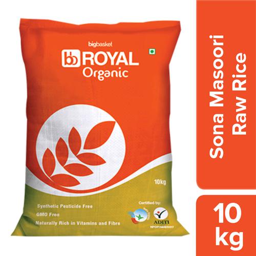 BB Royal Organic - Sona Masoori Raw Rice/Akki, 10 kg  
