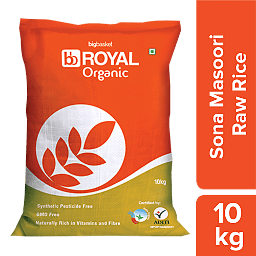 bb Royal Organic - Sona Masoori Raw Rice/Tandul, 10 kg  