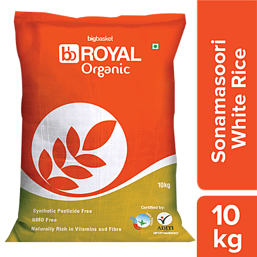 bb Royal Organic Sona Masoori White Rice/Akki, 10 kg  