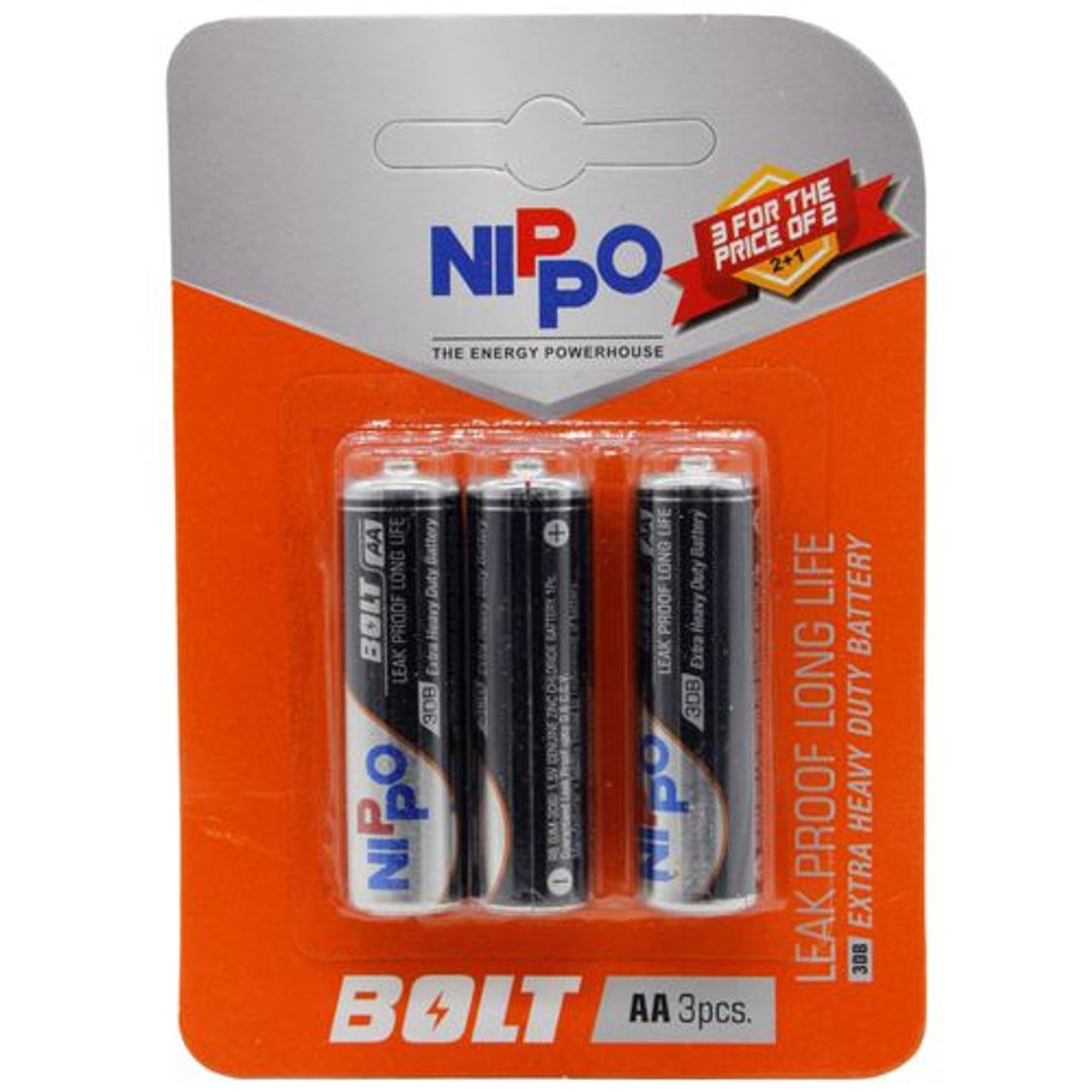 Nippo Bolt R6 UM-3DB Long Life Extra Heavy Duty Batteries - AA, 1.5 V, 3 pcs 
