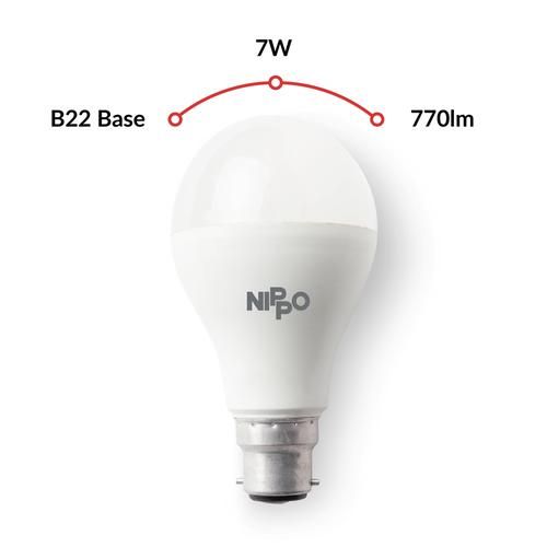 Nippo LED Bulb - 7 W, Cool Daylight, B22 Base, 1 pc  